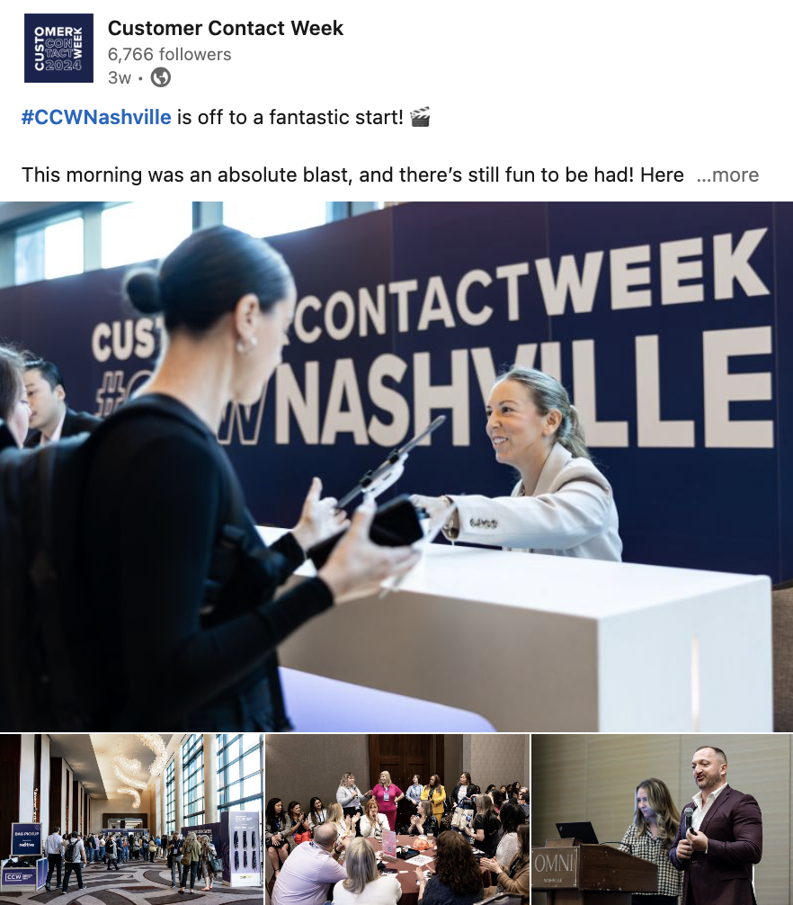 Participants engage at Customer Contact Week in Nashville, highlighting networking and collaboration.